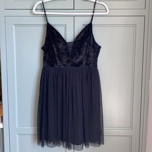 BCBGGeneration Black Spaghetti Strap Velvet Babydoll Cocktail Dress- NWT- Sz 12